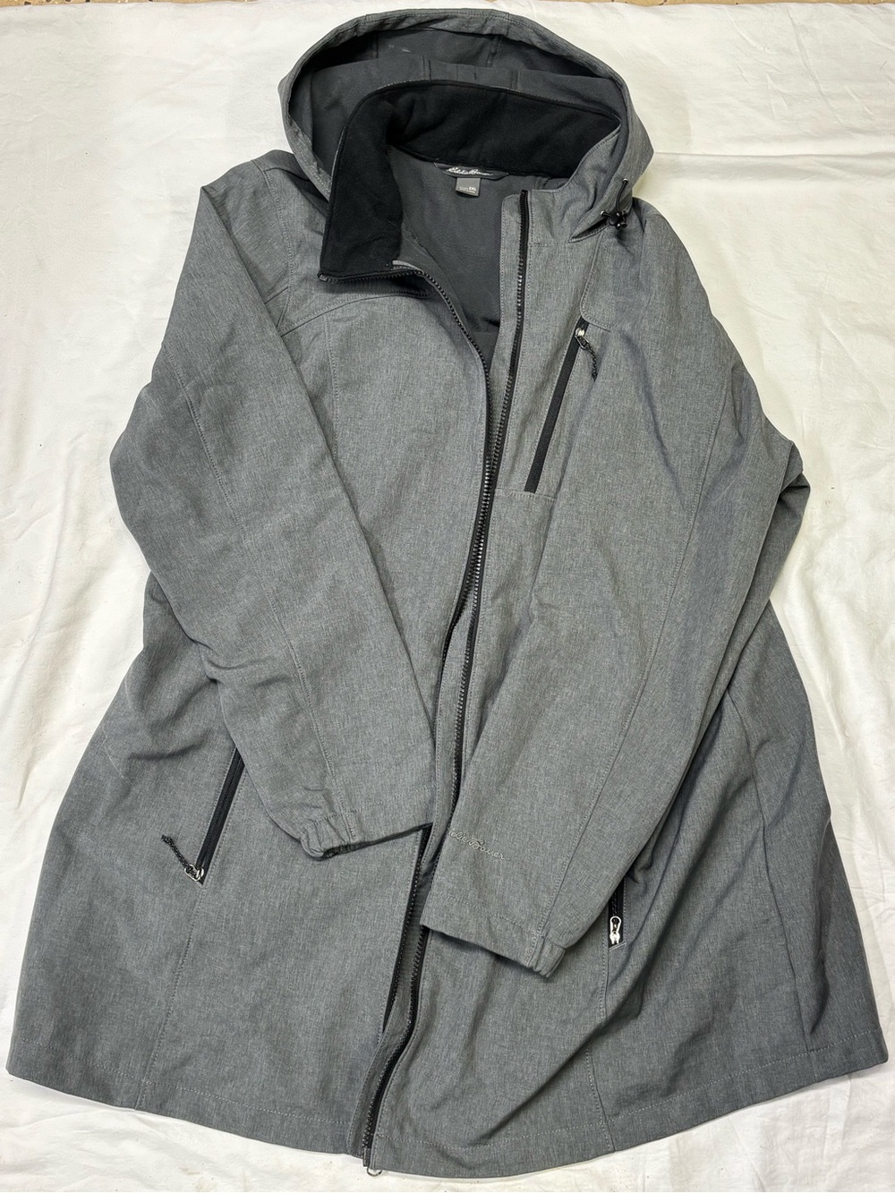 Eddie Bauer Gray Hooded Raincoat